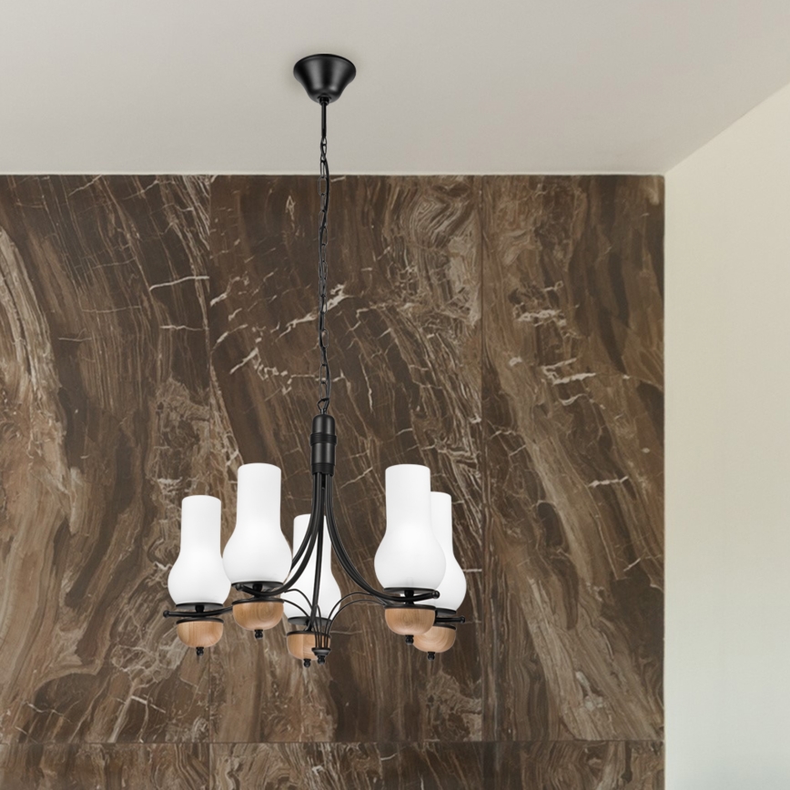 Brilagi - Κρεμαστό φωτιστικό οροφής COTTAGE 5xE14/40W/230V οξιά/λευκό