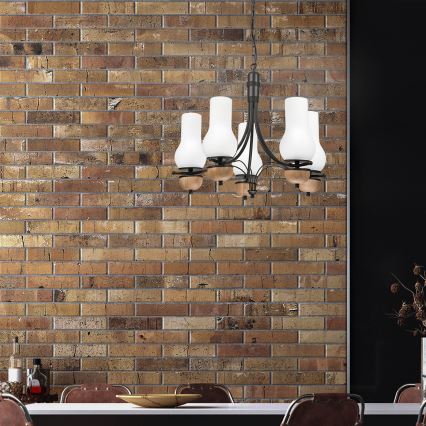 Brilagi - Κρεμαστό φωτιστικό οροφής COTTAGE 5xE14/40W/230V οξιά/λευκό