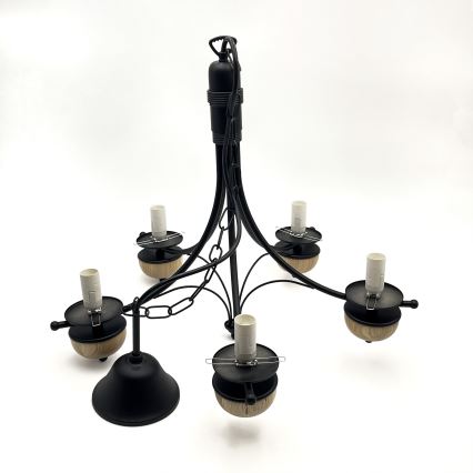Brilagi - Κρεμαστό φωτιστικό οροφής COTTAGE 5xE14/40W/230V οξιά/λευκό