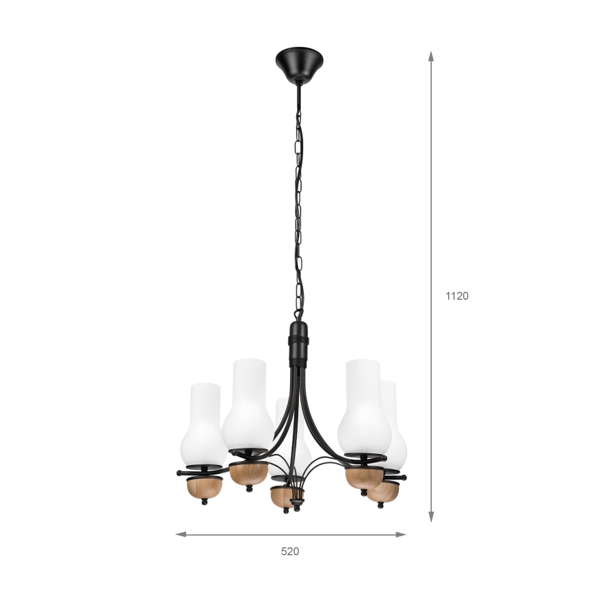 Brilagi - Κρεμαστό φωτιστικό οροφής COTTAGE 5xE14/40W/230V οξιά/λευκό