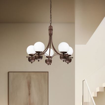 Brilagi - Κρεμαστό φωτιστικό οροφής COTTAGE 5xG9/40W/230V δρυς/λευκό
