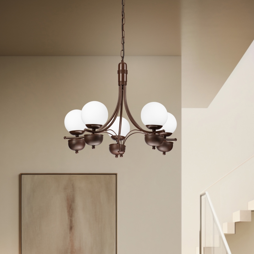 Brilagi - Κρεμαστό φωτιστικό οροφής COTTAGE 5xG9/40W/230V δρυς/λευκό