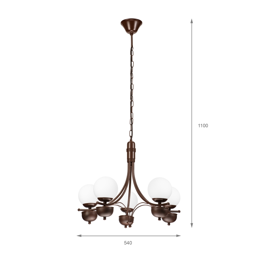Brilagi - Κρεμαστό φωτιστικό οροφής COTTAGE 5xG9/40W/230V δρυς/λευκό