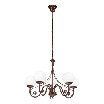Brilagi - Κρεμαστό φωτιστικό οροφής COTTAGE 5xG9/40W/230V καφέ/λευκό