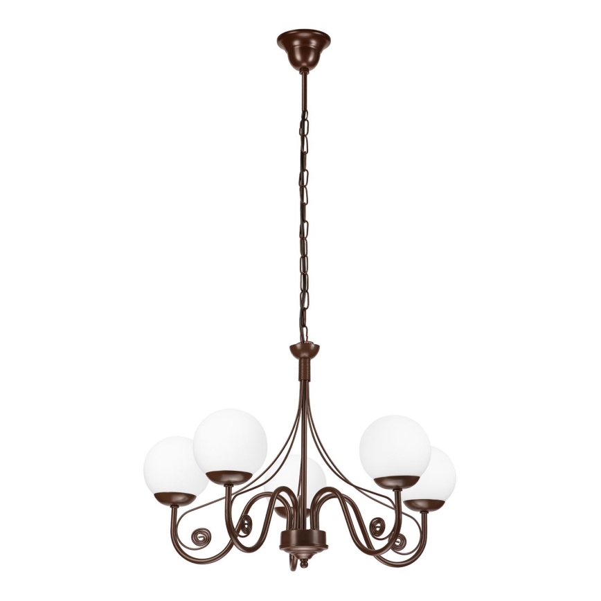 Brilagi - Κρεμαστό φωτιστικό οροφής COTTAGE 5xG9/40W/230V καφέ/λευκό