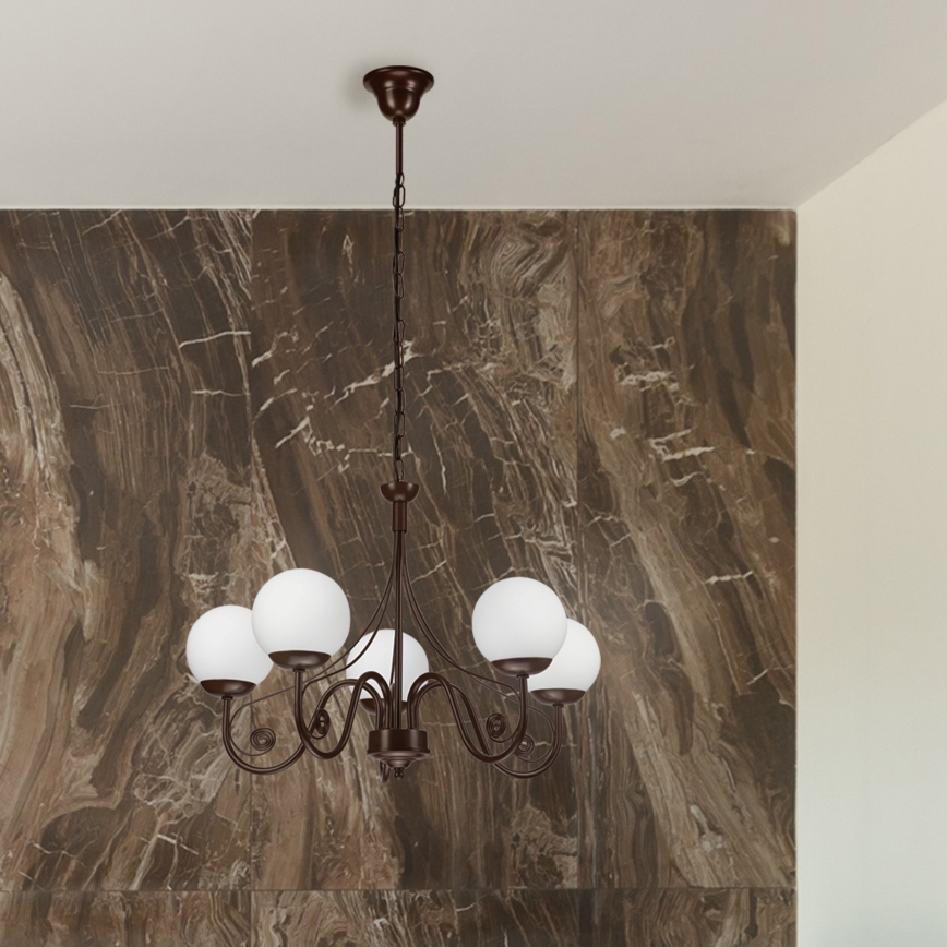 Brilagi - Κρεμαστό φωτιστικό οροφής COTTAGE 5xG9/40W/230V καφέ/λευκό