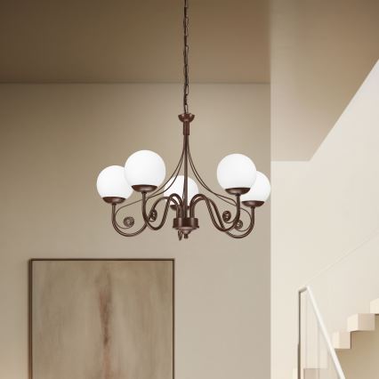 Brilagi - Κρεμαστό φωτιστικό οροφής COTTAGE 5xG9/40W/230V καφέ/λευκό