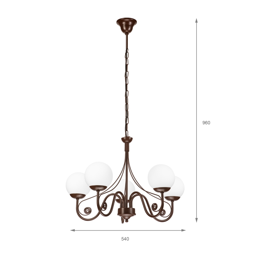 Brilagi - Κρεμαστό φωτιστικό οροφής COTTAGE 5xG9/40W/230V καφέ/λευκό