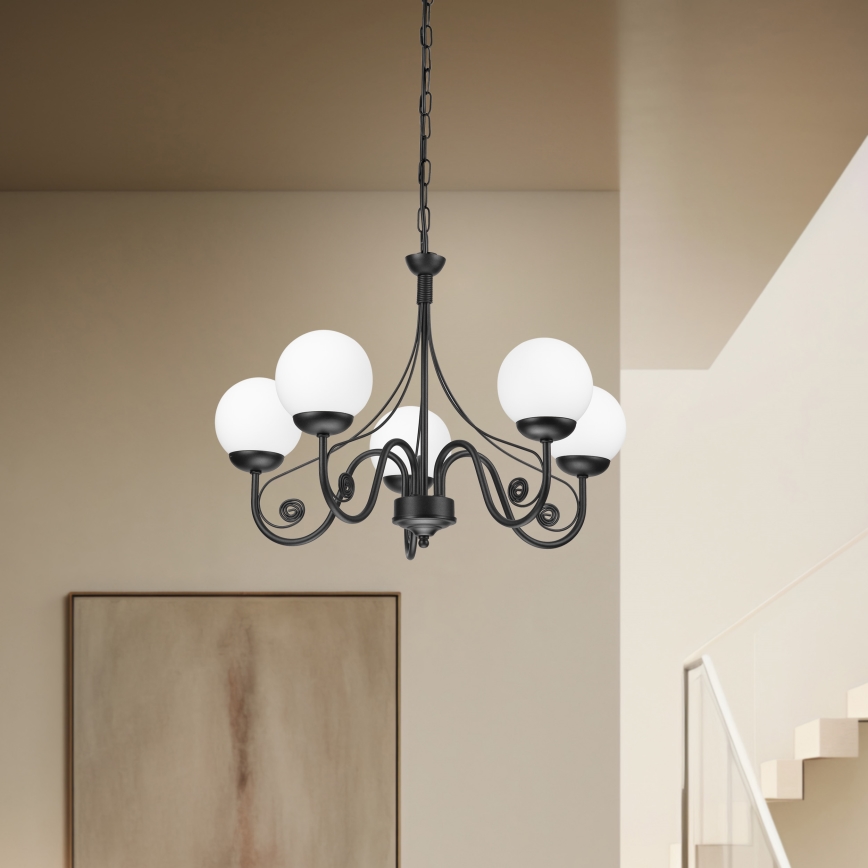 Brilagi - Κρεμαστό φωτιστικό οροφής COTTAGE 5xG9/40W/230V μαύρο/λευκό
