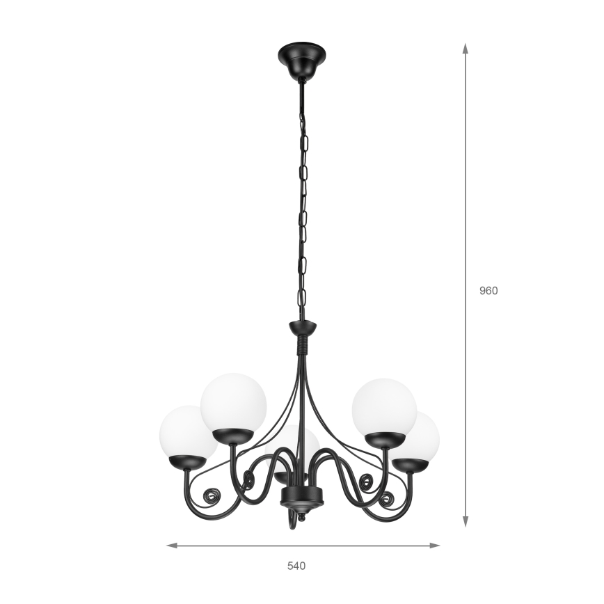 Brilagi - Κρεμαστό φωτιστικό οροφής COTTAGE 5xG9/40W/230V μαύρο/λευκό