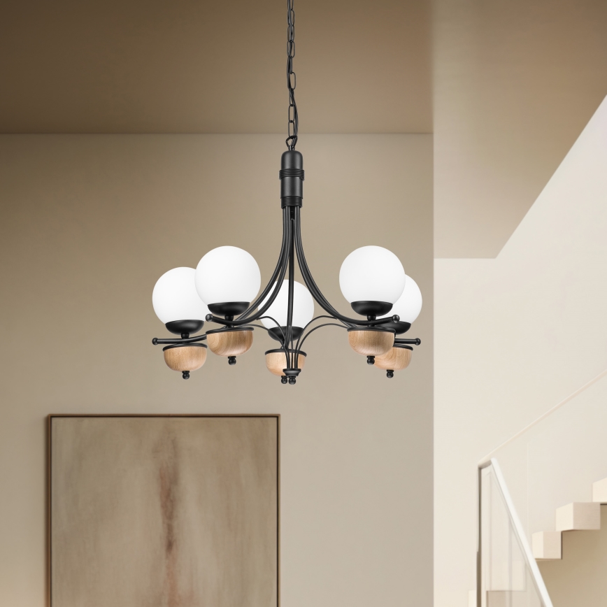 Brilagi - Κρεμαστό φωτιστικό οροφής COTTAGE 5xG9/40W/230V οξιά/λευκό