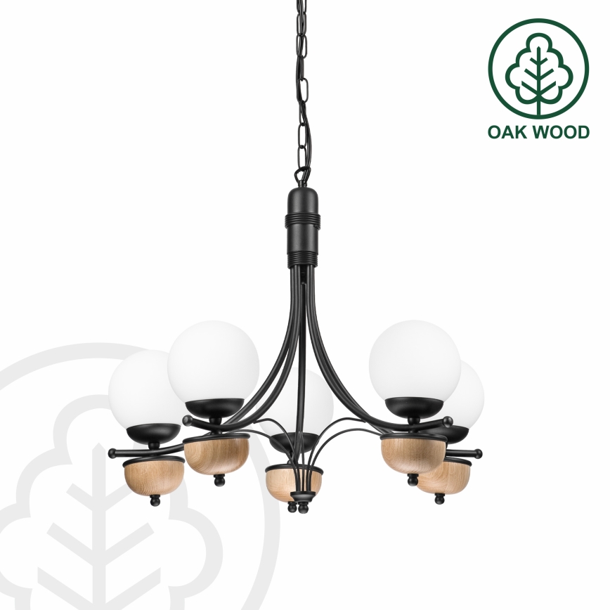 Brilagi - Κρεμαστό φωτιστικό οροφής COTTAGE 5xG9/40W/230V οξιά/λευκό
