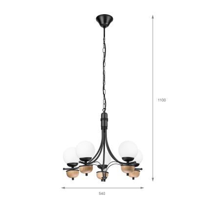Brilagi - Κρεμαστό φωτιστικό οροφής COTTAGE 5xG9/40W/230V οξιά/λευκό