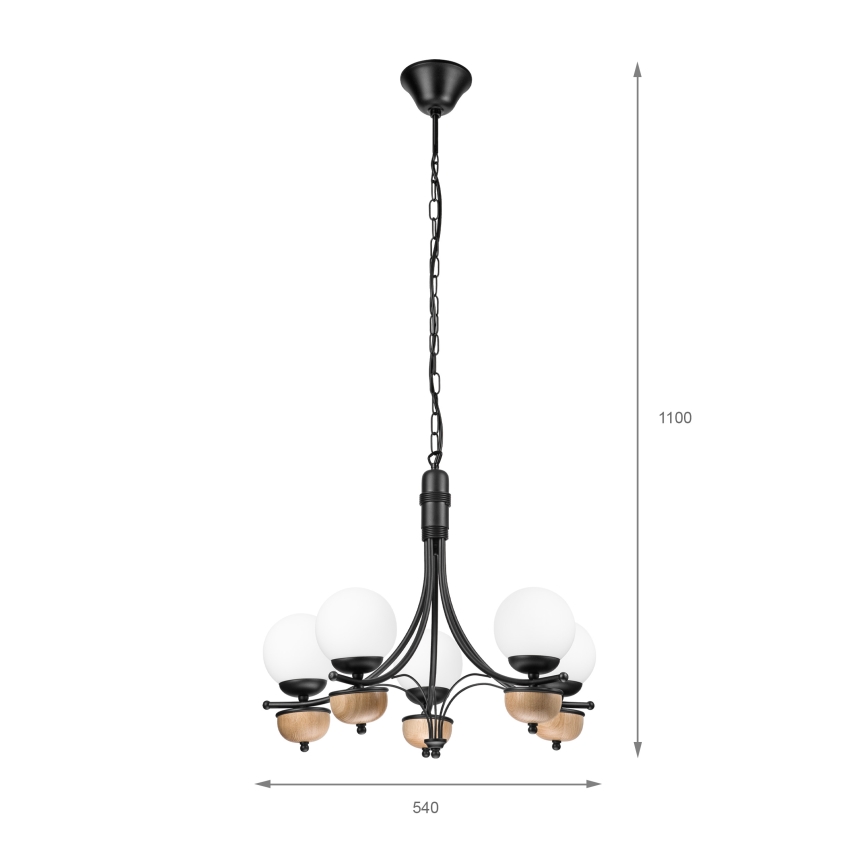 Brilagi - Κρεμαστό φωτιστικό οροφής COTTAGE 5xG9/40W/230V οξιά/λευκό