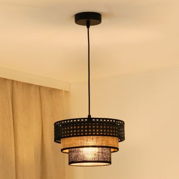 Brilagi - Κρεμαστό φωτιστικό οροφής DAKOTA LUNETA 1xE27/15W/230V διάμετρος 25 cm μαύρο/μπεζ