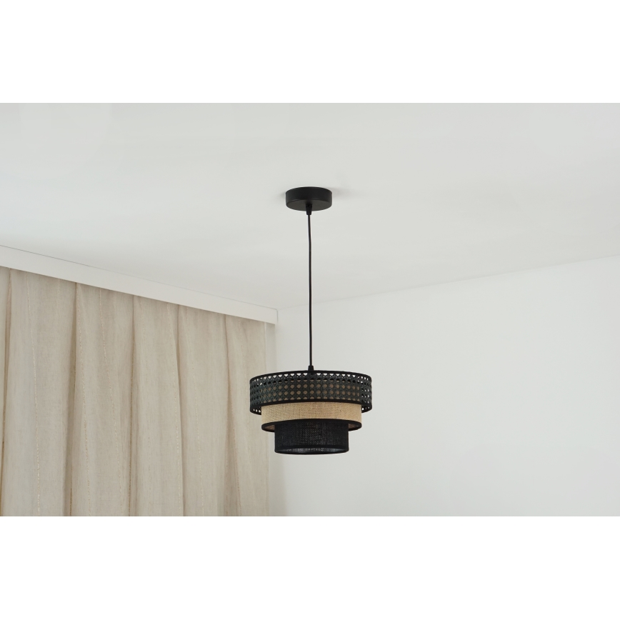 Brilagi - Κρεμαστό φωτιστικό οροφής DAKOTA LUNETA 1xE27/15W/230V διάμετρος 25 cm μαύρο/μπεζ