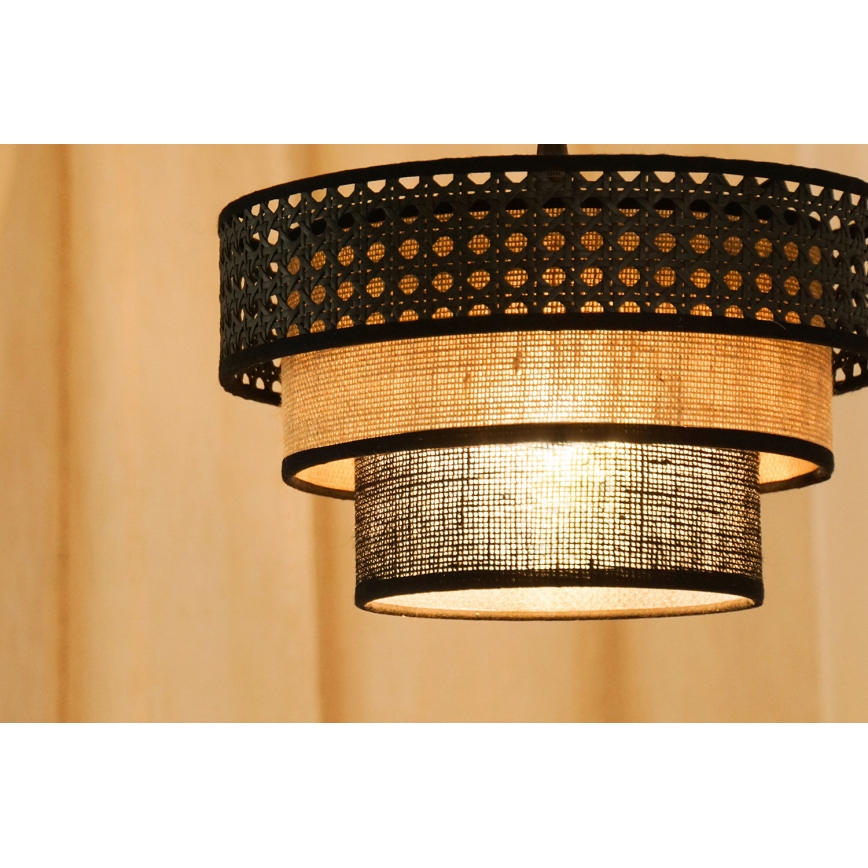 Brilagi - Κρεμαστό φωτιστικό οροφής DAKOTA LUNETA 1xE27/15W/230V διάμετρος 25 cm μαύρο/μπεζ