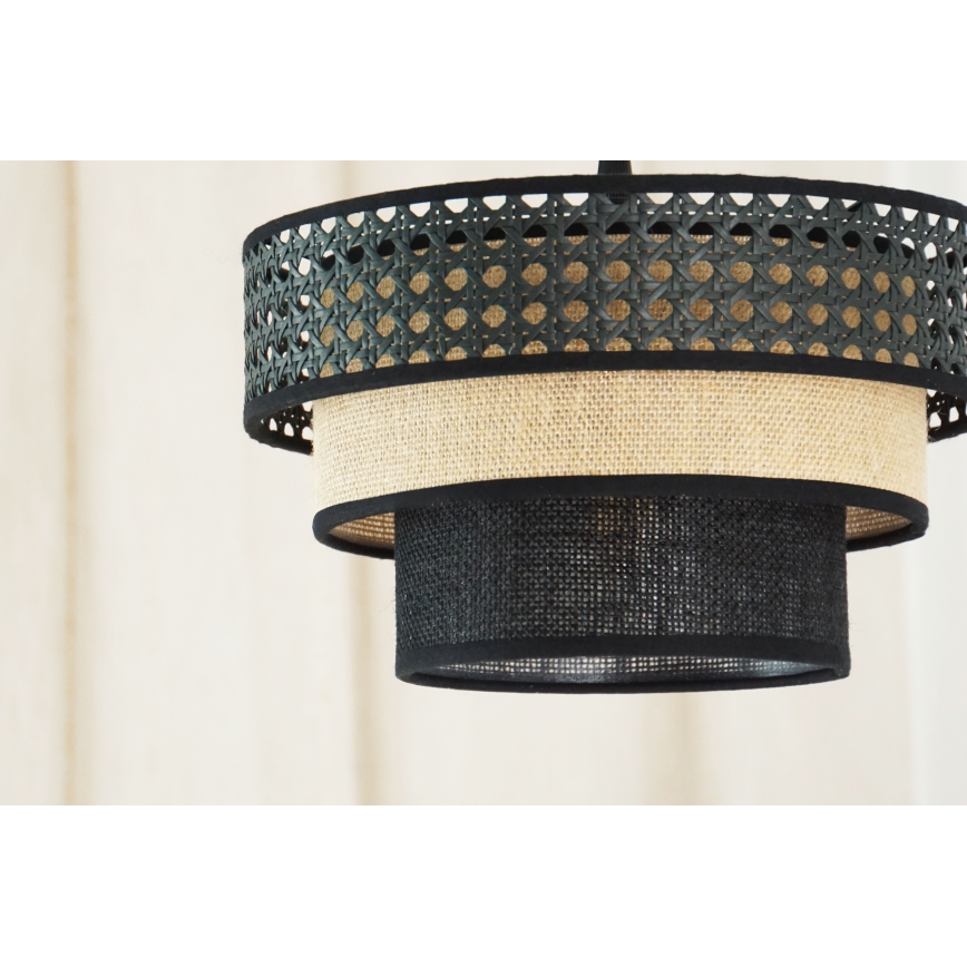 Brilagi - Κρεμαστό φωτιστικό οροφής DAKOTA LUNETA 1xE27/15W/230V διάμετρος 25 cm μαύρο/μπεζ