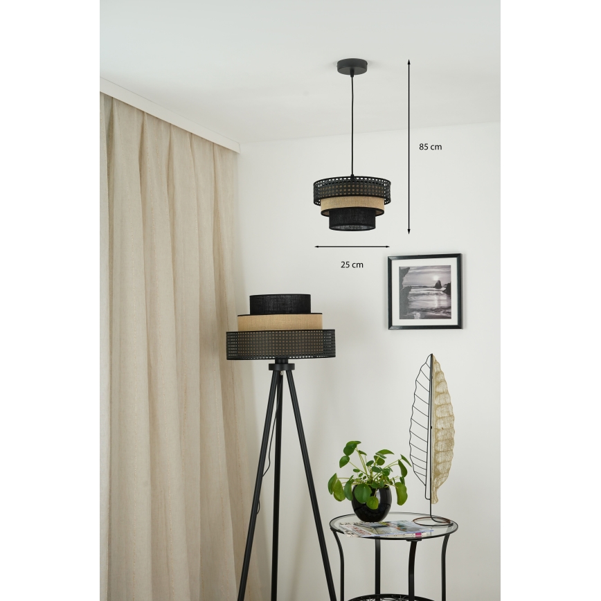 Brilagi - Κρεμαστό φωτιστικό οροφής DAKOTA LUNETA 1xE27/15W/230V διάμετρος 25 cm μαύρο/μπεζ