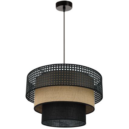 Brilagi - Κρεμαστό φωτιστικό οροφής DAKOTA LUNETA 1xE27/15W/230V διάμετρος 45 cm μαύρο/μπεζ
