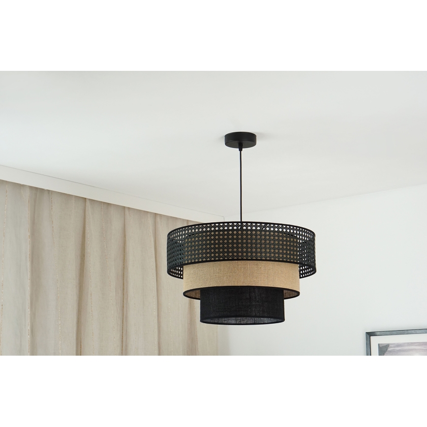 Brilagi - Κρεμαστό φωτιστικό οροφής DAKOTA LUNETA 1xE27/15W/230V διάμετρος 45 cm μαύρο/μπεζ