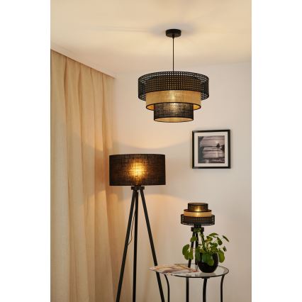 Brilagi - Κρεμαστό φωτιστικό οροφής DAKOTA LUNETA 1xE27/15W/230V διάμετρος 45 cm μαύρο/μπεζ