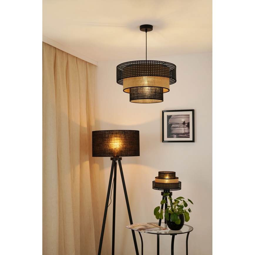 Brilagi - Κρεμαστό φωτιστικό οροφής DAKOTA LUNETA 1xE27/15W/230V διάμετρος 45 cm μαύρο/μπεζ