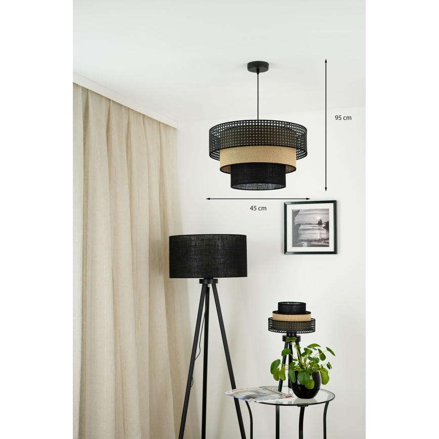 Brilagi - Κρεμαστό φωτιστικό οροφής DAKOTA LUNETA 1xE27/15W/230V διάμετρος 45 cm μαύρο/μπεζ