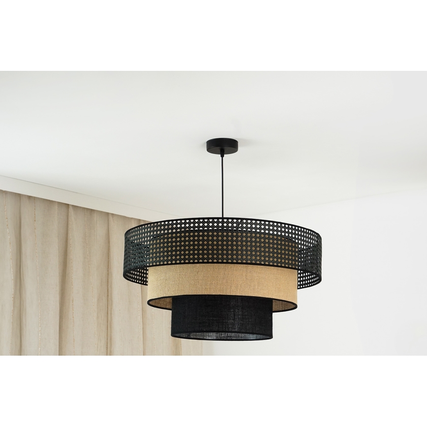 Brilagi - Κρεμαστό φωτιστικό οροφής DAKOTA LUNETA 1xE27/15W/230V διάμετρος 60 cm μαύρο/μπεζ