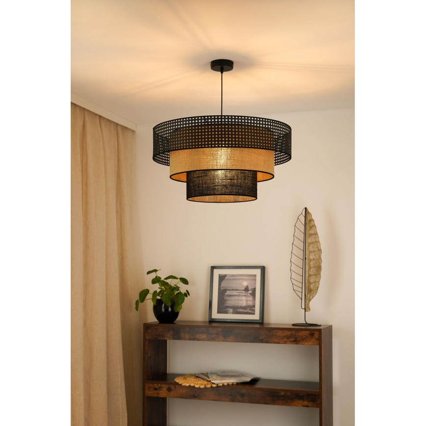 Brilagi - Κρεμαστό φωτιστικό οροφής DAKOTA LUNETA 1xE27/15W/230V διάμετρος 60 cm μαύρο/μπεζ