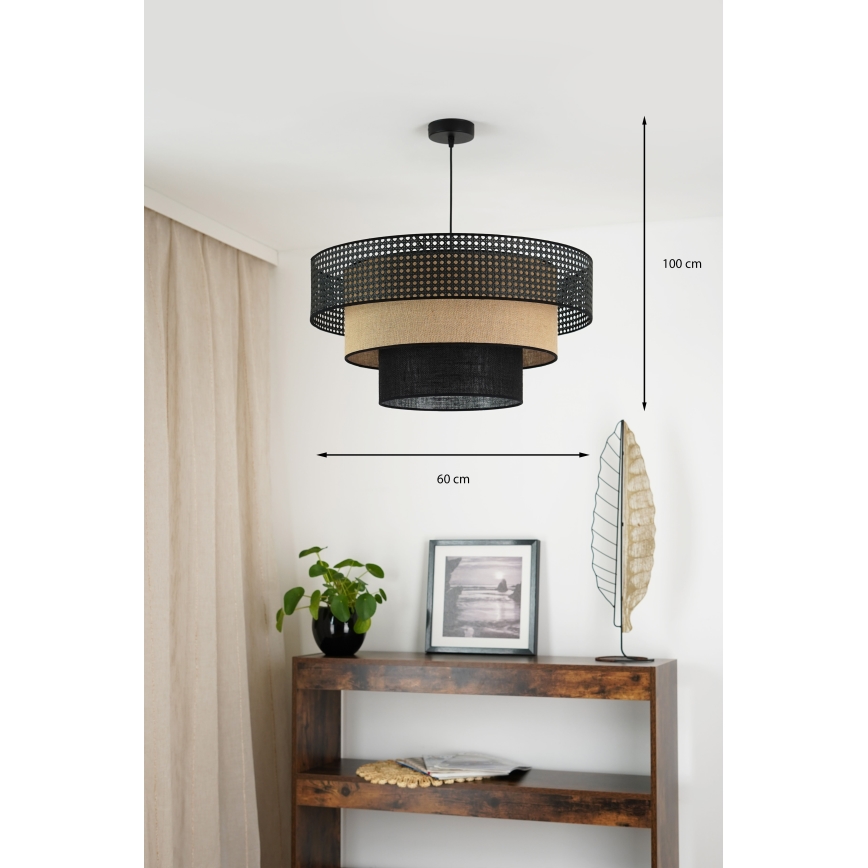 Brilagi - Κρεμαστό φωτιστικό οροφής DAKOTA LUNETA 1xE27/15W/230V διάμετρος 60 cm μαύρο/μπεζ