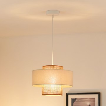 Brilagi - Κρεμαστό φωτιστικό οροφής DALLAS 1xE27/15W/230V διάμετρος 30 cm καφέ/κρεμ/λευκό