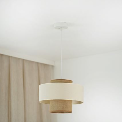 Brilagi - Κρεμαστό φωτιστικό οροφής DALLAS 1xE27/15W/230V διάμετρος 30 cm καφέ/κρεμ/λευκό