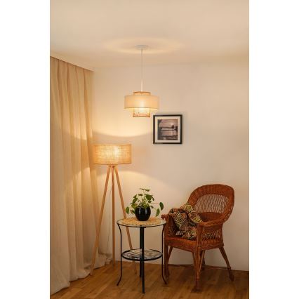 Brilagi - Κρεμαστό φωτιστικό οροφής DALLAS 1xE27/15W/230V διάμετρος 30 cm καφέ/κρεμ/λευκό