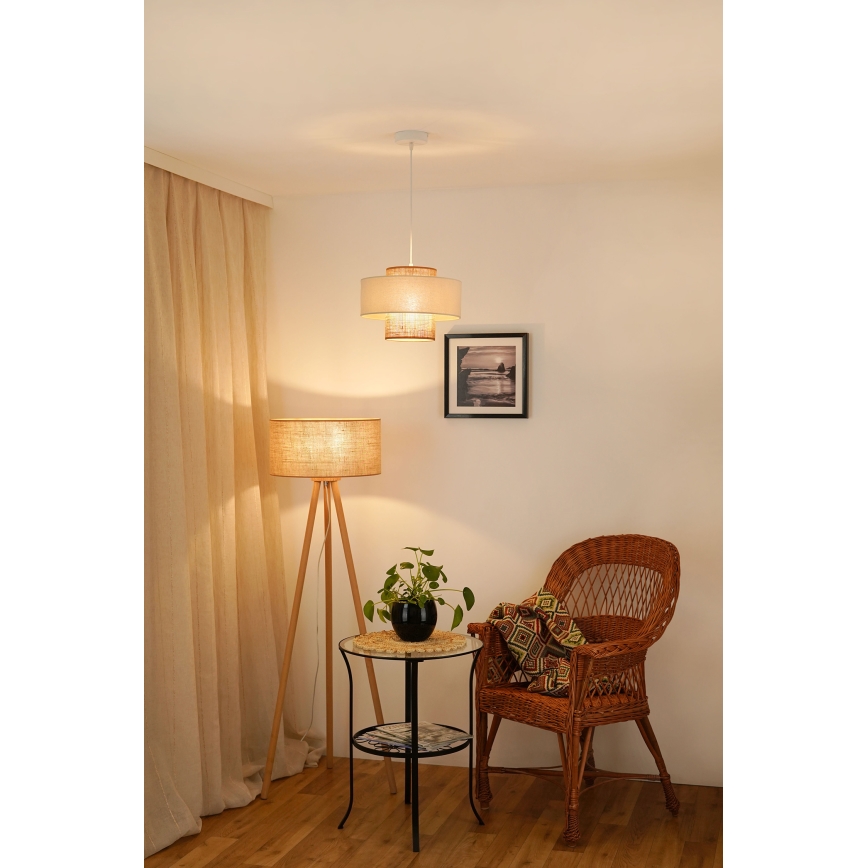 Brilagi - Κρεμαστό φωτιστικό οροφής DALLAS 1xE27/15W/230V διάμετρος 30 cm καφέ/κρεμ/λευκό