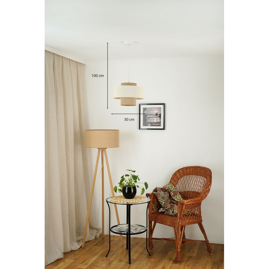 Brilagi - Κρεμαστό φωτιστικό οροφής DALLAS 1xE27/15W/230V διάμετρος 30 cm καφέ/κρεμ/λευκό