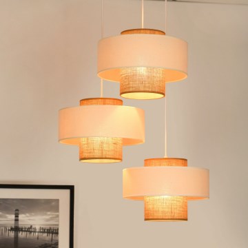 Brilagi - Κρεμαστό φωτιστικό οροφής DALLAS 3xE27/15W/230V καφέ/κρεμ/λευκό