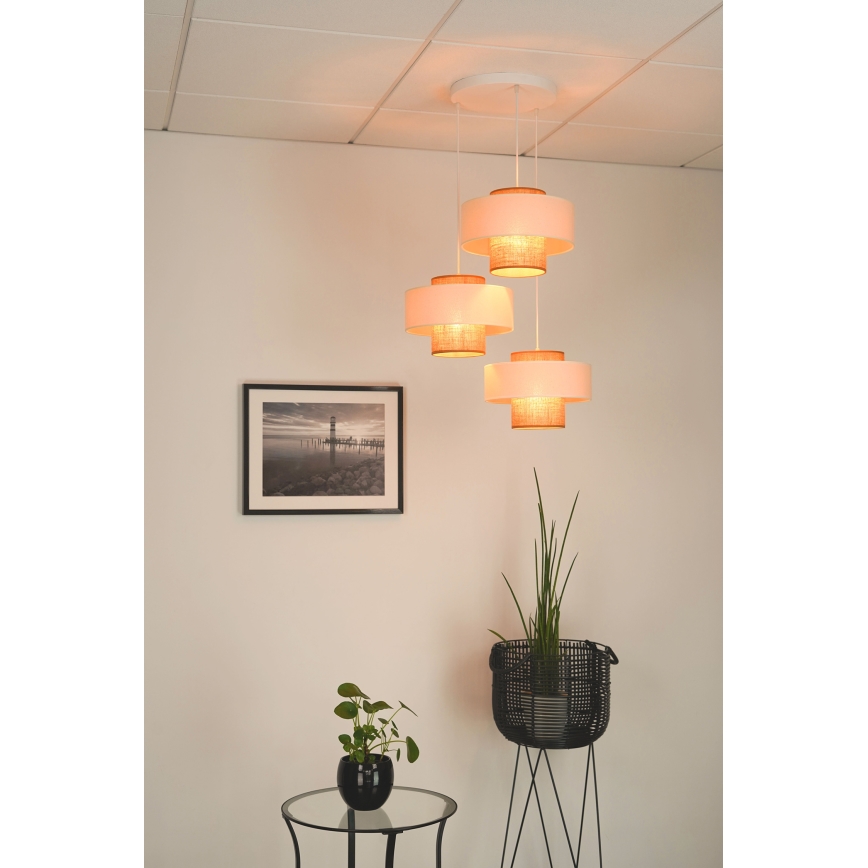 Brilagi - Κρεμαστό φωτιστικό οροφής DALLAS 3xE27/15W/230V καφέ/κρεμ/λευκό