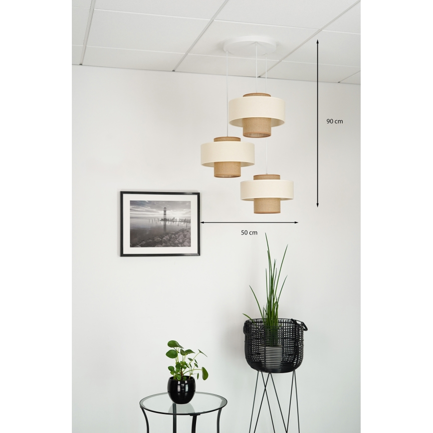 Brilagi - Κρεμαστό φωτιστικό οροφής DALLAS 3xE27/15W/230V καφέ/κρεμ/λευκό