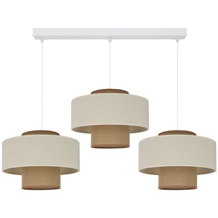 Brilagi - Κρεμαστό φωτιστικό οροφής DALLAS 3xE27/15W/230V καφέ/κρεμ/λευκό