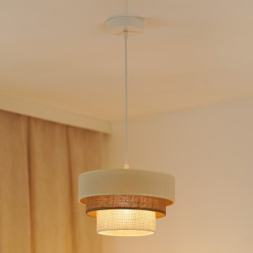 Brilagi - Κρεμαστό φωτιστικό οροφής DENVER LUNETA 1xE27/15W/230V διάμετρος 25 cm μπεζ/καφέ/κρεμ