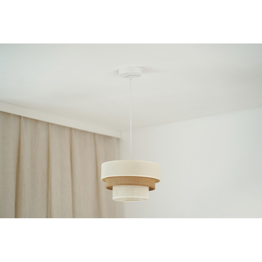 Brilagi - Κρεμαστό φωτιστικό οροφής DENVER LUNETA 1xE27/15W/230V διάμετρος 25 cm μπεζ/καφέ/κρεμ