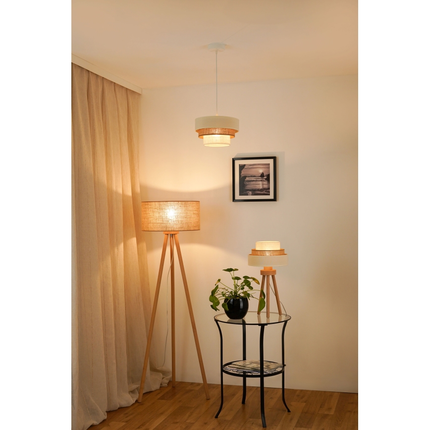 Brilagi - Κρεμαστό φωτιστικό οροφής DENVER LUNETA 1xE27/15W/230V διάμετρος 25 cm μπεζ/καφέ/κρεμ