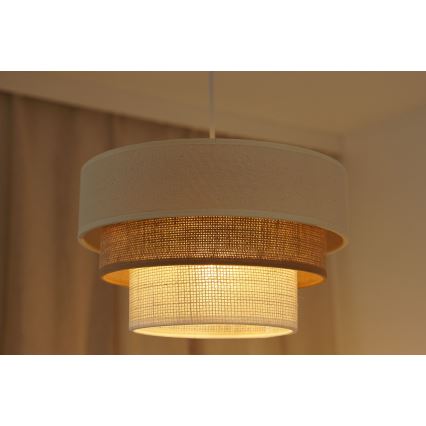 Brilagi - Κρεμαστό φωτιστικό οροφής DENVER LUNETA 1xE27/15W/230V διάμετρος 25 cm μπεζ/καφέ/κρεμ