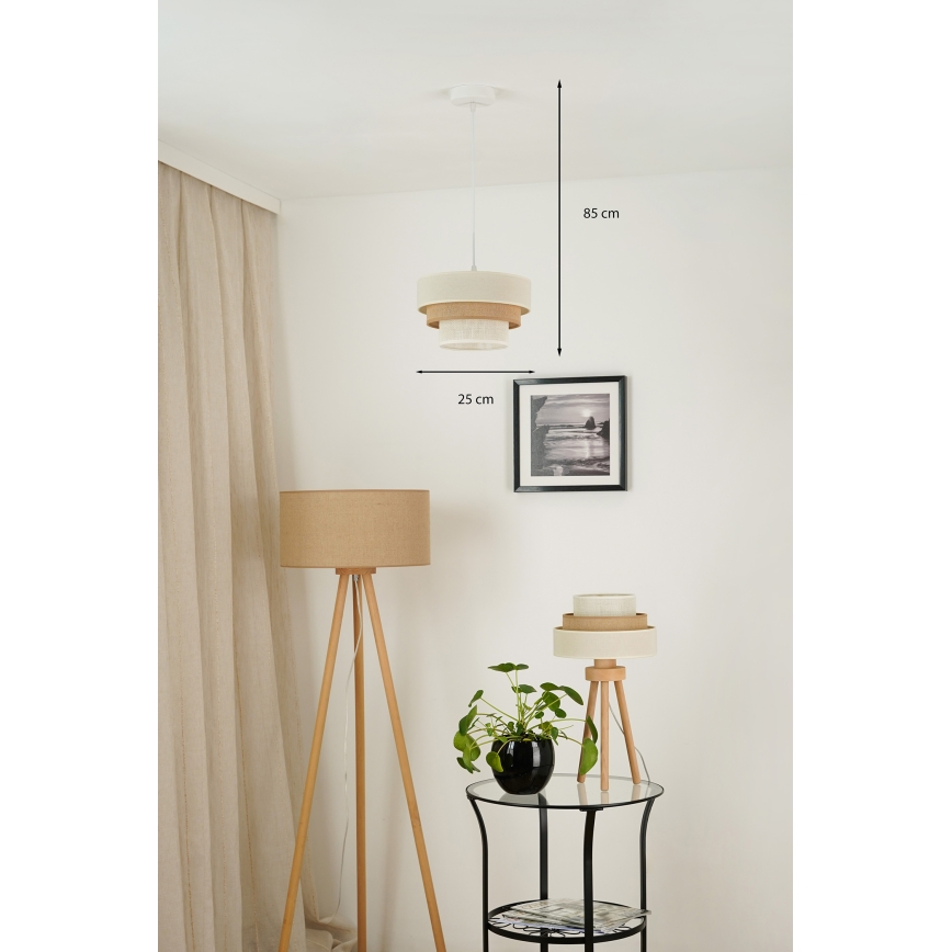 Brilagi - Κρεμαστό φωτιστικό οροφής DENVER LUNETA 1xE27/15W/230V διάμετρος 25 cm μπεζ/καφέ/κρεμ