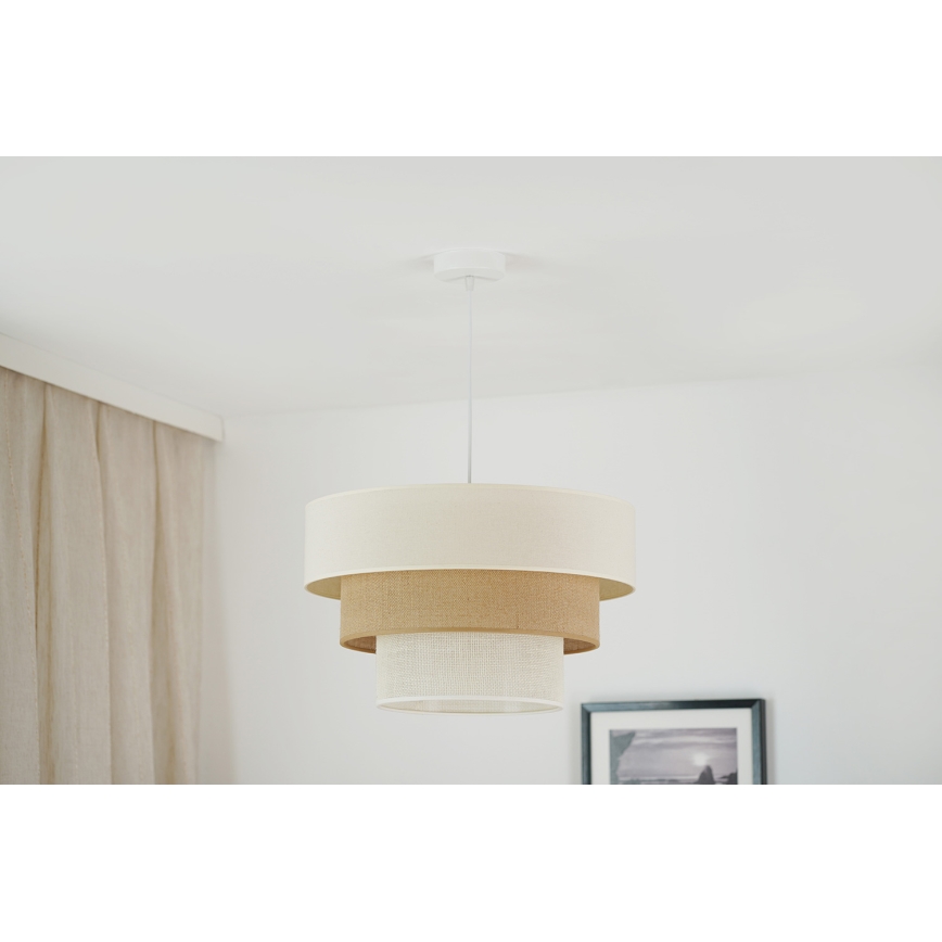 Brilagi - Κρεμαστό φωτιστικό οροφής DENVER LUNETA 1xE27/15W/230V διάμετρος 45 cm μπεζ/καφέ/κρεμ