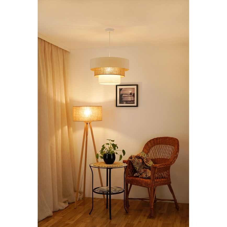 Brilagi - Κρεμαστό φωτιστικό οροφής DENVER LUNETA 1xE27/15W/230V διάμετρος 45 cm μπεζ/καφέ/κρεμ