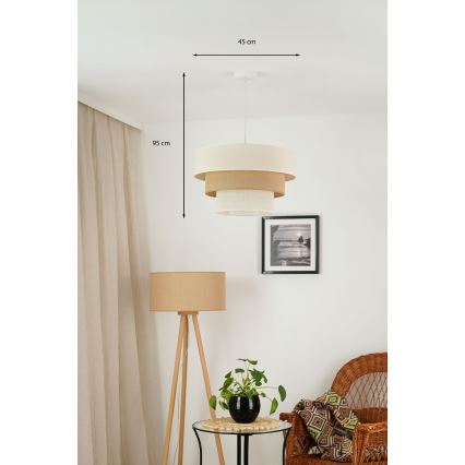 Brilagi - Κρεμαστό φωτιστικό οροφής DENVER LUNETA 1xE27/15W/230V διάμετρος 45 cm μπεζ/καφέ/κρεμ