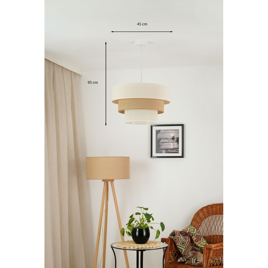Brilagi - Κρεμαστό φωτιστικό οροφής DENVER LUNETA 1xE27/15W/230V διάμετρος 45 cm μπεζ/καφέ/κρεμ