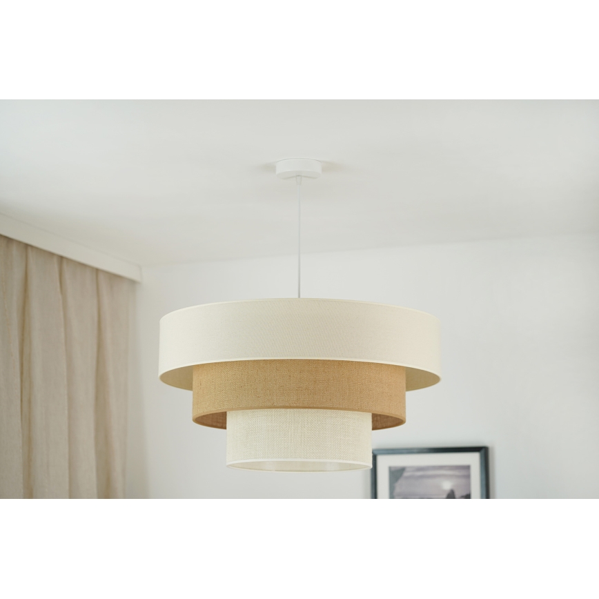 Brilagi - Κρεμαστό φωτιστικό οροφής DENVER LUNETA 1xE27/15W/230V διάμετρος 60 cm μπεζ/καφέ/κρεμ